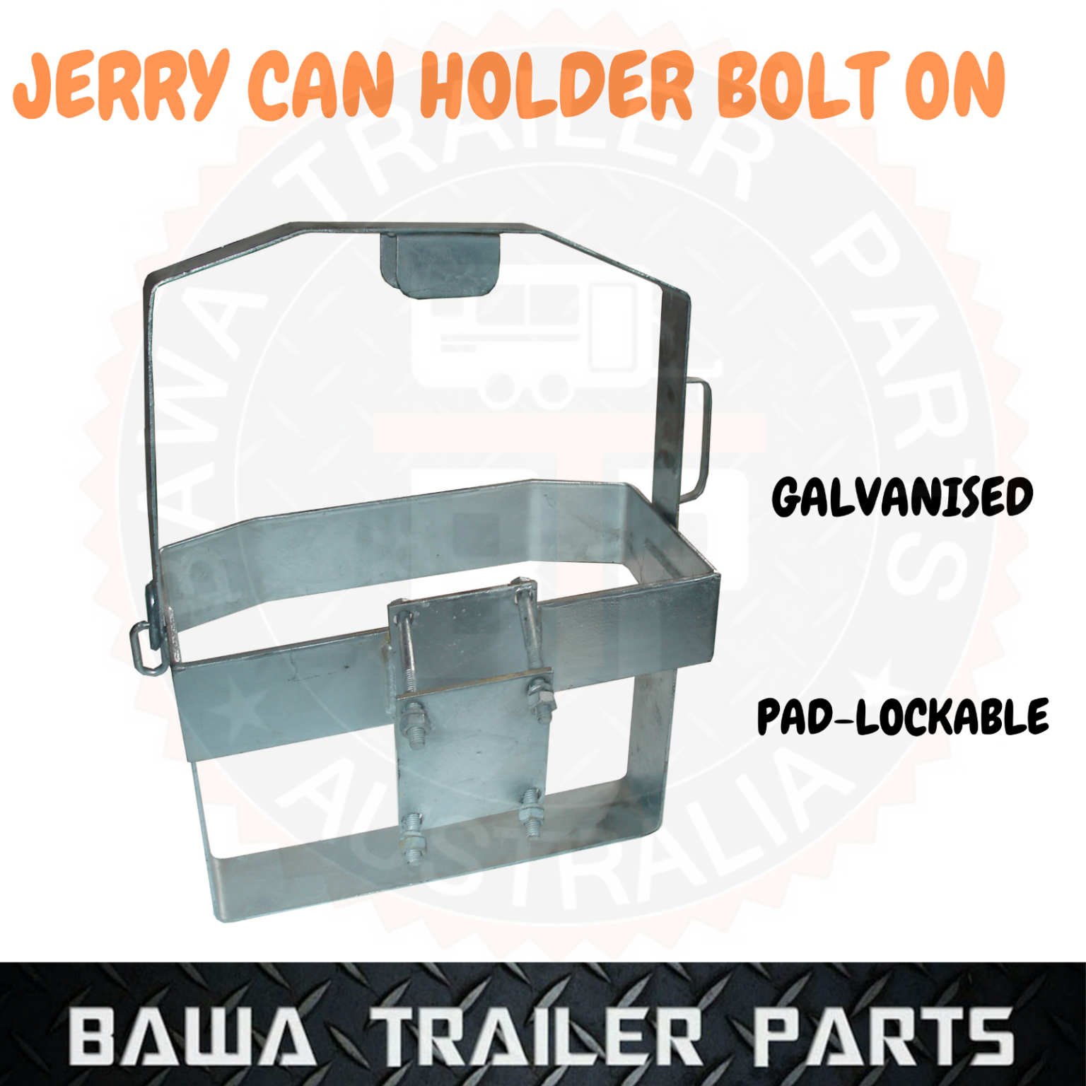 Pad-lockable Jerry Can Holder Bolt On Galvanized Trailer Caravans 