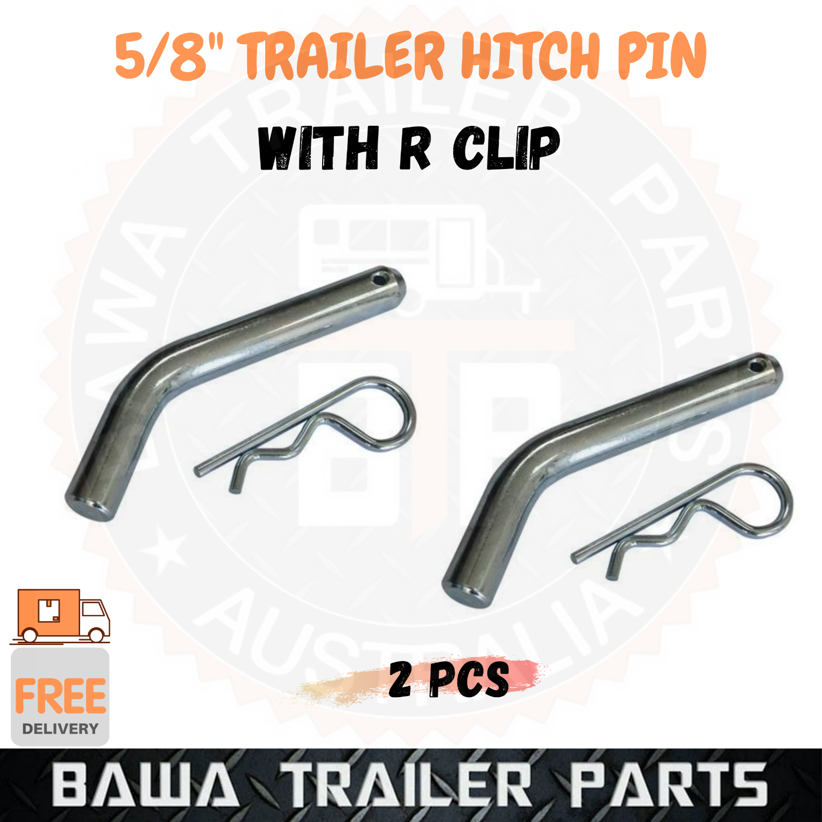 2 x UTE HITCH PIN & R CLIP 16MM 5/8″ TOWBAR DROP TOW BAR TRAILER BENT ...