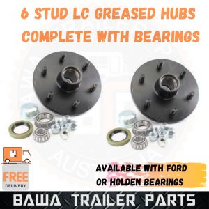 2 x 6 Stud Land Cruiser Greased Hubs with Complete Bearing Set – Black ...